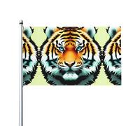 Petit drapeau tête de tigre. Imprimé sur un seul côté, 0,9 x 1,5 m, léger et fluide, adapté pour une utilisation en intérieur et en extérieur.