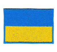 Petit écusson de drapeau de l'Ukraine à repasser ou à coudre thermocollant pour vêtements - Dimensions : 4,7 x 3,2 cm