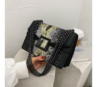 Petit En relief de python Chaîne Sangle Élégant Sac À Bandoulière Carré - Rétro motif de python Sac - Classique À Rabat Sac Porté Épaule À Chaîne Taille UniquePolyuréthane