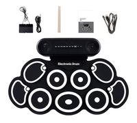 Petit ensemble de batterie électronique pour pratiquer la batterie en silicone Texture Outil de création musicale Convient pour les voyages et les concerts en plein air Ensemble en silicone