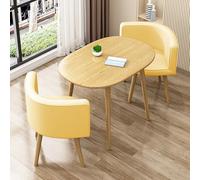 Petit ensemble de salle à manger pour 2 personnes avec table ovale et chaises - Meubles compacts de cuisine et de salle à manger - Ensemble de dinette jaune pour couple - Table à manger confortable
