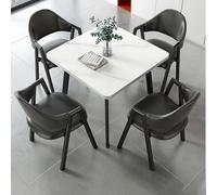 Petit Ensemble de Table à Manger pour 4 Personnes, Ensemble de Table à Manger carrée Moderne, Peu encombrant, pour Salon, Salle de séjour, Cuisine Black