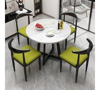 Petit espace moderne table de salle à manger ronde 4 chaises 70 cm vert gazon pour la maison, balcon, salon, petit bureau, réception salon