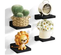 Petit Étagère Murale Noir Flottante En Bois 13Cm Lot De 4 Mini[BI186]