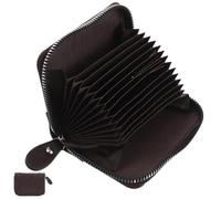 Petit Étui à Cartes Accordéon Zippé en PU, Format Compact, Marron | Organisation Multi-Emplacements, Fermeture Éclair Tout Autour, Usage Quotidien et Caisse, Profil Minimaliste