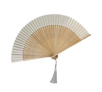 Petit éventail pliable en soie japonaise et chinoise pour femme, pour danse, spectacle, décoration, mariage, fête (noir) Tgz738 (blanc, 21 cm)