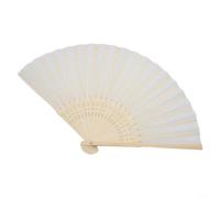 Petit éventail pliable portable en soie de style chinois avec baleines en bois - Ventilateur à main sur un seul côté - Convient pour le refroidissement et la décoration de fête - Beige