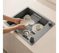 Petit Évier Cascade Gaufré En Acier Inoxydable, Évier De Bar Invisible | Avec Plaque De Recouvrement, Lavabo Sous Plan, Lavabo À Légumes(50*40*24cm)