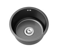 Petit Evier Cuisine Noir Rond,éVier de Cuisine 1 Bac,Mini Evier Inox,Lavabo Cuisin pour Caravane Camping Bar,FaçOns D'Installer Sur Le Plan et Sous Plan (Ø 25cm)
