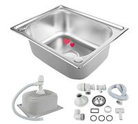 Petit Évier De Cuisine, Bol Unique Évier En Acier Inoxydable Camping-car RV Pour Installation Encastrée Et Encastrée Égouttoir Réversible,Evier en acier inoxydable,50 * 40 * 20cm