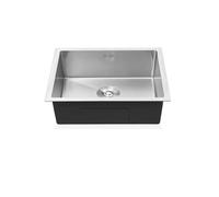 Petit évier de cuisine en acier inoxydable 304 avec trop-plein, sous montage et sur le dessus pour camping-car, restaurant, 50 x 40 x 21,5 cm, argenté