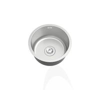 Petit évier de cuisine rond en acier inoxydable avec égouttoir et trop-plein, idéal pour camping-car, bar, restaurant - Installation sur le dessus