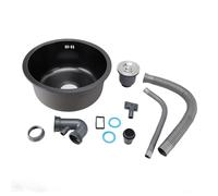 Petit évier de cuisine sous plan professionnel Nano noir en acier inoxydable à cuve unique, évier de bar de cuisine pour bar de cuisine diamètre 15,7 pouces