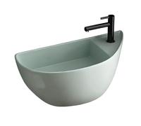 Petit évier de salle de bain d'angle moderne à montage mural avec bonde et bonde pop-up pour économiser de l'espace pour camping-cars, petites salles de bains et toilettes (vert)