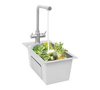 Petit Évier encastrable en acier inoxydable 304 (50 x 28 x 21 cm) - Rectangulaire avec bonde en X, filtre en nid d'abeille et couche anti-condensation - Avec robinet et accessoires de montage - Idéal