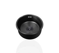 Petit éVier Inox Rond,Evier Cuisines Noir,Nano éVier de Cuisine 1 Bac,Mini Lavabo Cuisine pour Caravane,Bar,FaçOns D'Installer Sur Le Plan et Sous Plan (Ø 34cm)