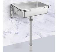 Petit évier Mural, Lavabo en Acier Inoxydable, évier De Cuisine, évier De Préparation Et D’utilité à Cuve Unique avec Kit De Vidange, évier D’Angle, Silver, 37.5×25×10CM