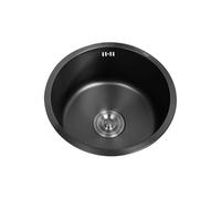 Petit Evier Rond Noir,éVier de Cuisine 1 Bac,Mini Evier Inox,Lavabo Cuisin pour Caravane,Camping Bar,FaçOns D'Installer Sur Le Plan et Sous Plan (Ø 42cm)
