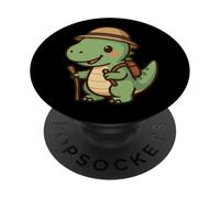 Petit Explorateur de Raptors. Jolie Aventure avec Un Dinosaure Kawaii PopSockets PopGrip Adhésif