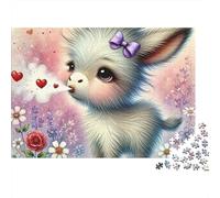 Petit Faon Nœud Violet Puzzle 1000 Pièces pour Adultes Papier Cœurs Fleurs Détente Cadeau Maison 70x50cm/1000pcs