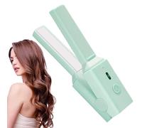 Petit fer à friser de voyage professionnel, fer à friser portable à double usage | Petit fer à friser 2 en 1 qui économise l'énergie pour adolescents et filles (rose, vert) (5,2 x 1,18 cm)