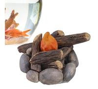 Petit feu de camp décoratif miniature avec lumière LED, modèle de faux feu en résine | Flamme artisanale, kit de jeu de simulation pour maisons de poupées, jardins féériques et projets d'artisanat