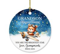 Petit-Fils, Tu ES L'Étoile La Plus Brillante Sapin Décoration D'Ornement De Noël avec Ficelle Décoration De Noël À Suspendre Céramique Christmas Hanging