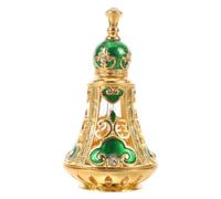 Petit Flacon de Parfum Décoratif Oriental en Verre 125ml, Rechargeable | Style Égyptien Rétro, Alliage et Bouchon, pour Huiles Essentielles et Voyages, Vert