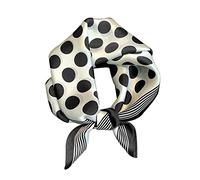 Petit foulard carré 100 % soie de mûrier véritable pour femme 53,3 cm, Noir à pois, Small