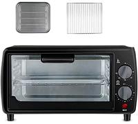 Petit four， Four électrique compact de grande capacité 9 L, contrôle intelligent la température et minuterie, 750 W, avec plaque cuisson grille gril(Black)