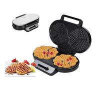 Petit gaufrier, mini gaufrier 1200 W, chauffage rapide double face, réglage de la température, poignée anti-brûlure, permet de réaliser 2 grands cœurs/10 petits gâteaux