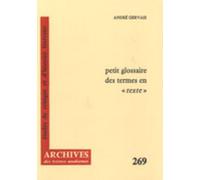 Petit Glossaire Des Termes En "Texte