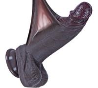 Petit gode noir de 19 cm pour débutants, réaliste avec prépuce mobile, en silicone double densité, petit gode anal mignon, ventouse puissante, compatible avec harnais, idéal pour les couples
