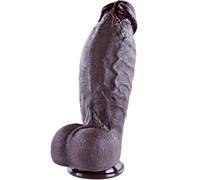 Petit gode réaliste épais de 22 cm en silicone noir avec grande ventouse, point G réaliste pour une utilisation vaginale et anale, manche courbé pour une sensation unisexe et réaliste