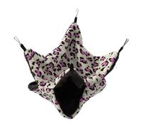 Petit hamac pour animaux de compagnie |Lit cage double couche pour planeur de sucre/chinchilla/cochon d'Inde |Velours corail doux et velours arctique |Crochet métallique facile à (taches roses)