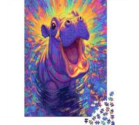 Petit Hippopotame Joyeux, la Gueule Ouverte et Souriant Cadeau Unique Décoration Intérieure Jeu ÉduChatif Challenge Toy Adultes & Enfants des 14 Ans 70x50cm/1000pcs