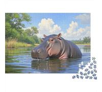 Petit Hippopotame Puzzle 1000 Pièces Educa Jouet en Bois Cadeau Unique De l'art De La Décoration Jeu Éduchatif Challenge Toy Adultes & Enfants des 14 Ans (75x50cm)