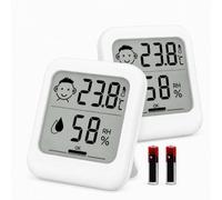 Petit hygromètre numérique d'intérieur - Thermomètre d'ambiance - Piles AAA - Moniteur de température et d'humidité - Pour la maison et le bureau - Confort - Thermomètre reptile (lot de 2 grandes