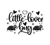 petit insecte d'amour sois mon cœur Saint Valentin amour vacances Stickers muraux en PVC 36x54.6cm Décoration artistique Noir