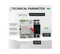 Petit Inverseur de Source Automatique ATS 125 A 2P Double Alimentation, Montage sur Rail DIN, Prise UE Résistante