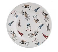 Petit Jour, Assiette à Dessert en Mélamine, Collection Doggy in Paris, Blanc, Légère et Robuste, Pour Dessert, Ronde, 20 x 20 x 1 cm