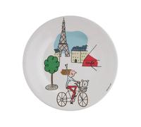 Petit Jour Assiette à Dessert en Mélamine, Paris à Vélo, Légère et Robuste, Ronde, 20 x 20 x 1 cm, Pour Gâteaux