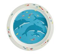 Petit Jour Paris - Assiette pour enfant - Motif Dauphins - Multicolore - Diamètre 21 cm -Mélamine