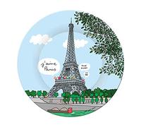 Petit Jour Paris - SB920G - Assiette à Dessert Tour Eiffel/Paris/Champ de Mars - Parfaite pour Le Dessert
