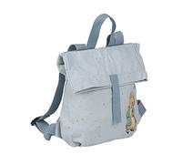 PETIT JOUR - Sac À Dos Mini-Coursier Pour Enfant +24 Mois - Coton - Ouverture Large - Bretelles Réglables - Étiquette Prénom - Pierre Lapin - Bleu - 30cm x 28cm - 8,4 L