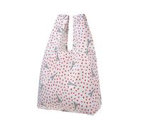 Petit Jour Sac à Provisions Pliable, Rouge, R-Pet, Tour Eiffel Picto-Coeurs, Pliable avec Pochette Intégrée, 65 x 33 x 14 cm