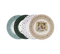 Petit Jour, Set de 4 Assiettes en Mélamine, Collection Pierre Lapin, Multicolore, Motifs de Noël, Rond, 20 x 20 x 3,5 cm, Pour Enfants 24m+