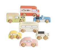 Petit Jour, Set de 7 Voitures Rétro, Jouets pour Enfants, Bois FSC, Couleurs Pastel, 3+ Ans, Style Vintage, Véhicules Classiques, TV443, Le Toy Van