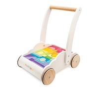 PETIT JOUR Trotteur Nuage & Arc-en-Ciel, Chariot de Marche en Bois, 12m+, Rainbow, 45 Blocs, 37 x 29 x 44 cm, LE TOY VAN