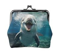 Petit kit de voyage amusant avec impression dauphin, pochette compacte pour camping, aventures et excursions de pêche, noir, One Size, Art déco